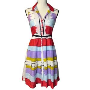 Floreat Anthropologie Women’s Striped Fit and Flare Dress Size 2